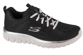 Skechers Graceful - Get Connected 12615-BKW, Damskie, buty sneakers, Czarne - SKECHERS