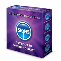 Skins, Skins Extra Large Condoms, Prezerwatywy powiększone 57 mm, 4 szt. Skins