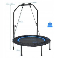 Składana Mini Trampolina Fitness Z Regulowaną Wysokością I 2 Opaskami 76 Cm COSTWAY