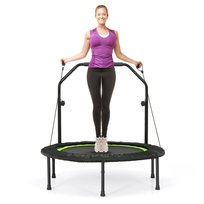 Składana mini trampolina fitness z regulowaną wysokością i 2 opaskami COSTWAY