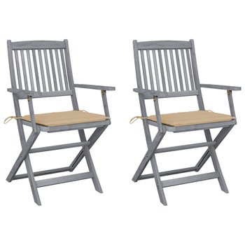 Składane krzesła ogrodowe, 2 szt., poduszki, drewno akacjowe - vidaXL