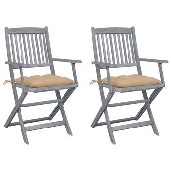 Składane krzesła ogrodowe, 2 szt., z poduszkami, akacjowe - vidaXL