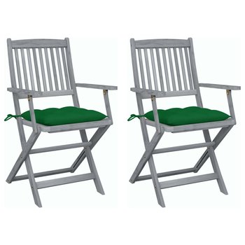 Składane krzesła ogrodowe, 2 szt., z poduszkami, akacjowe - vidaXL