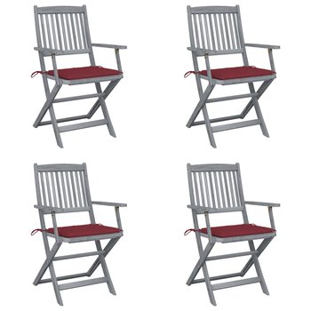 Składane krzesła ogrodowe, 4 szt., poduszki, drewno akacjowe - vidaXL