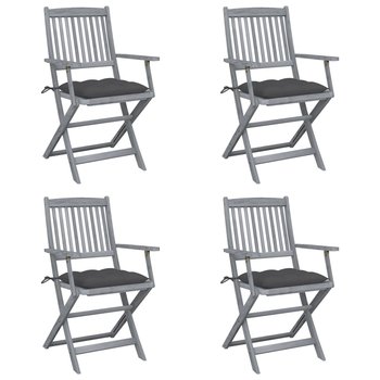 Składane krzesła ogrodowe, 4 szt., z poduszkami, akacjowe - vidaXL