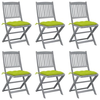 Składane krzesła ogrodowe, 6 szt., poduszki, drewno akacjowe - vidaXL