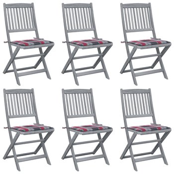 Składane krzesła ogrodowe, 6 szt., poduszki, drewno akacjowe - vidaXL
