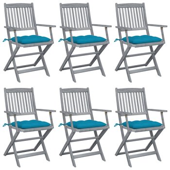 Składane krzesła ogrodowe, 6 szt., z poduszkami, akacjowe - vidaXL