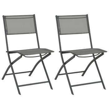 Składane krzesła ogrodowe - szary, stal, textilene - Zakito