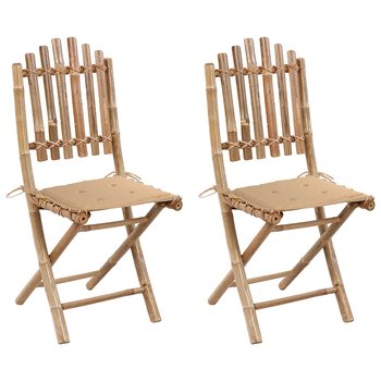 Składane krzesła ogrodowe z poduszkami, 2 szt., bambusowe - vidaXL