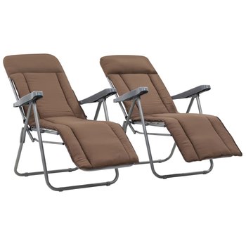 Składane krzesła ogrodowe z poduszkami, 2 szt., brązowe - vidaXL