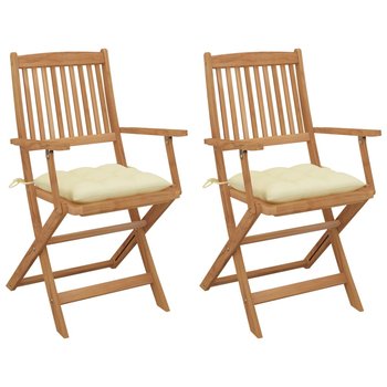 Składane krzesła ogrodowe z poduszkami, 2 szt., drewno akacjowe - vidaXL