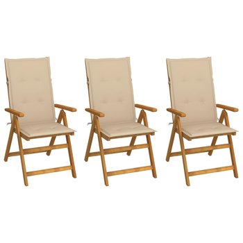 Składane krzesła ogrodowe z poduszkami, 3 szt., drewno akacjowe - vidaXL