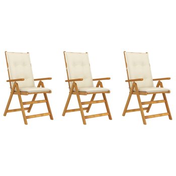 Składane krzesła ogrodowe z poduszkami, 3 szt., drewno akacjowe - vidaXL