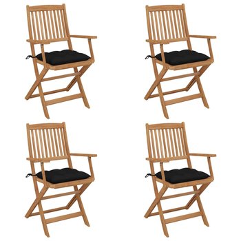 Składane krzesła ogrodowe z poduszkami, 4 szt., drewno akacjowe - vidaXL