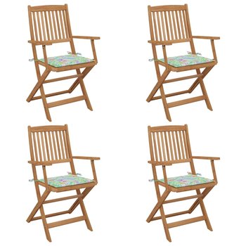 Składane krzesła ogrodowe z poduszkami, 4 szt., drewno akacjowe - vidaXL