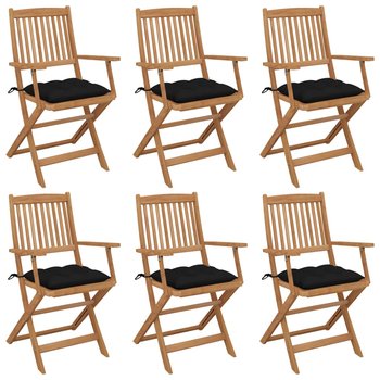 Składane krzesła ogrodowe z poduszkami, 6 szt., drewno akacjowe - vidaXL