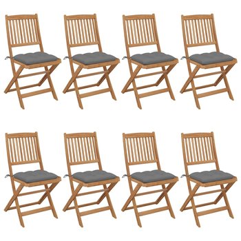 Składane krzesła ogrodowe z poduszkami, 8 szt., drewno akacjowe - vidaXL
