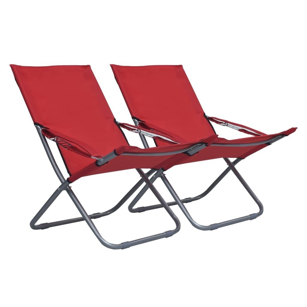 Фото - Садові меблі VidaXL Składane krzesła plażowe, 2 szt., tkanina, czerwone 