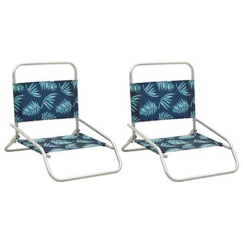 Składane krzesła plażowe, 2 szt., wzór w liście, obite tkaniną - vidaXL