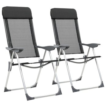 Składane krzesła turystyczne, 2 szt., czarne, aluminiowe - vidaXL