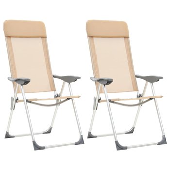 Składane krzesła turystyczne, 2 szt., kremowe, aluminiowe - vidaXL