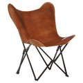 Składane krzesło motyl, brązowe, skóra naturalna - vidaXL
