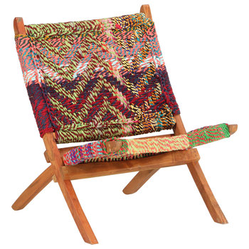 Składane krzesło w stylu chindi, wielokolorowa tkanina - vidaXL