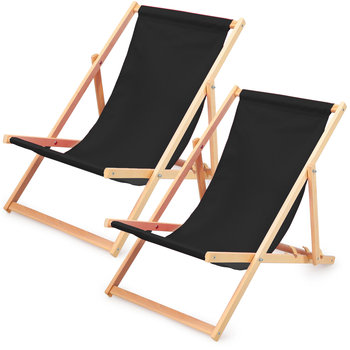 Składany drewniany leżak - Składane krzesło, leżak ogrodowy lub plażowy max 120 kg czarny 2 sztuki - Amazinggirl