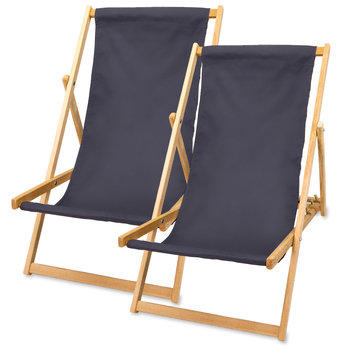 Składany drewniany leżak - Składane krzesło, leżak ogrodowy lub plażowy max 120 kg szary 2 sztuki - Amazinggirl
