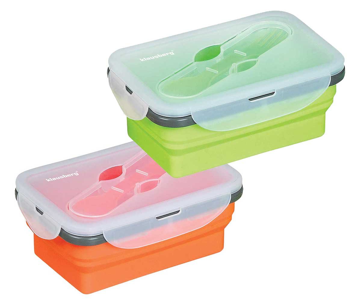 Składany Lunch-Box KLAUSBERG, pomarańczowo-zielony, 15x10,5x6,5 cm