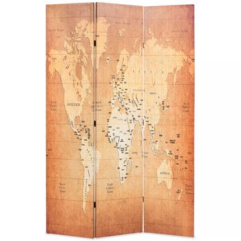 Składany parawan, 120x170 cm, mapa świata, żółty - vidaXL