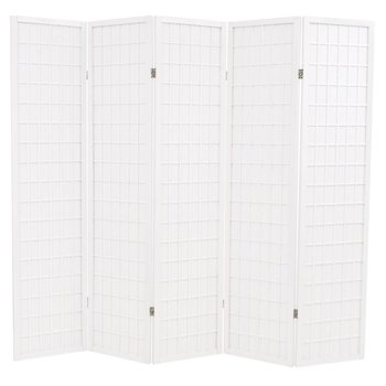 Składany parawan 5-panelowy w stylu japońskim vidaXL, 200x170, biały - vidaXL