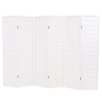 Składany parawan 6-panelowy w stylu japońskim vidaXL, 240x170, biały - vidaXL
