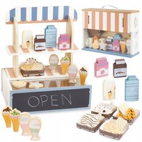 Składany sklepik drewniany - sklep kawiarnia, cukiernia z akcesoriami 24el.