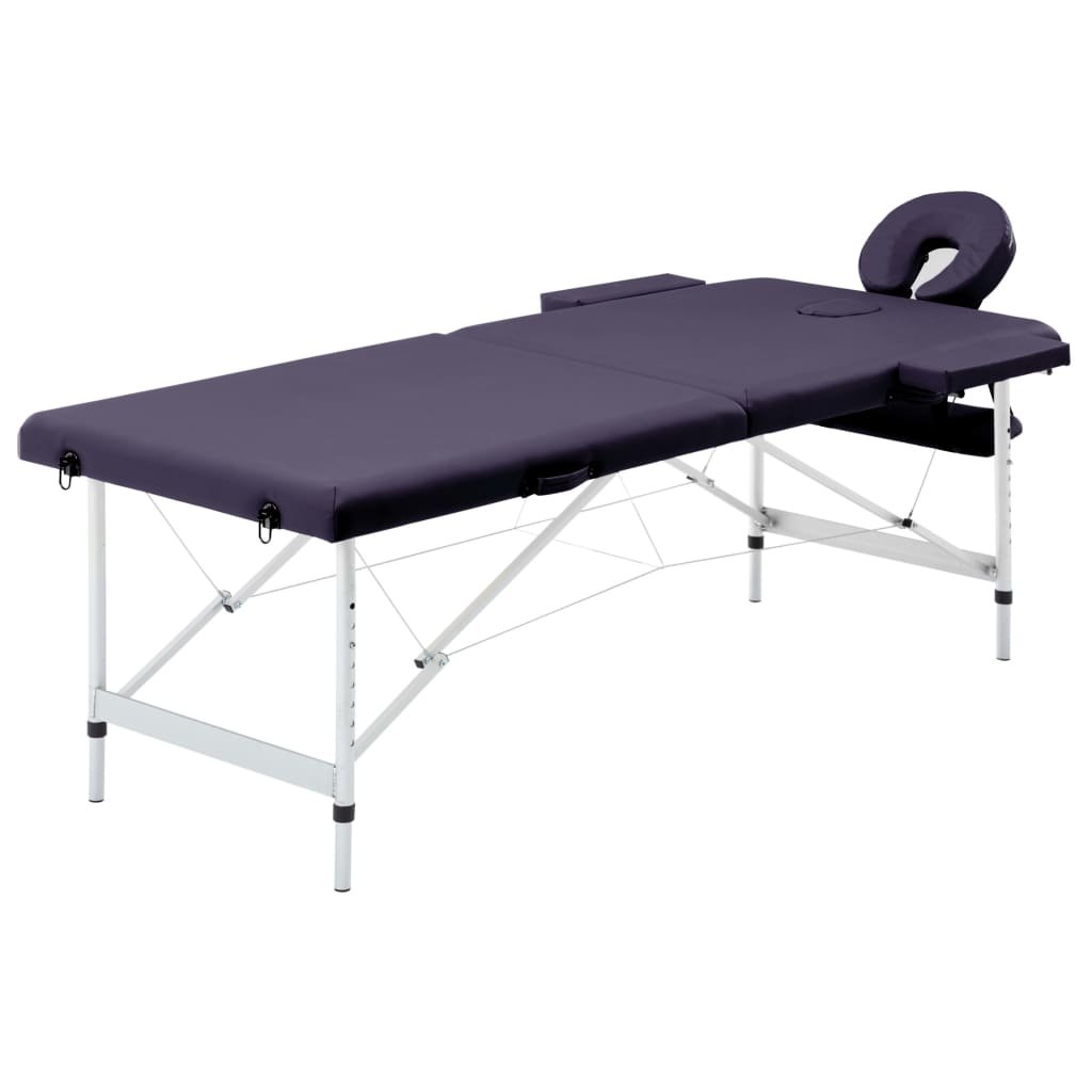 Zdjęcia - Stół do masażu VidaXL Składany , 2 strefy, aluminiowy, winny fiolet 