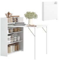 Składany stół jadalny HOMCOM dla 3 osób z 4-poziomowymi półkami, nowoczesny stół do jadalni w małych pomieszczeniach, kuchenny, 79 x 91 x 93 cm, biały