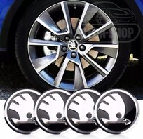 SKODA NAKLEJKI EMBLEMATY LOGO ZNACZKI ALUMINIUM 56mm 4szt Inna marka