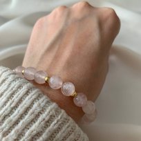 Skorulski Jewellery, Bransoletka 18,5 cm, fasetowany Kwarc Różowy kulki 8mm i srebro złocone Skorulski Jewellery