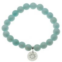 Skorulski Jewellery, Bransoletka 18 cm, Jadeit miętowy kulki i srebrna zawieszka słońce Skorulski Jewellery