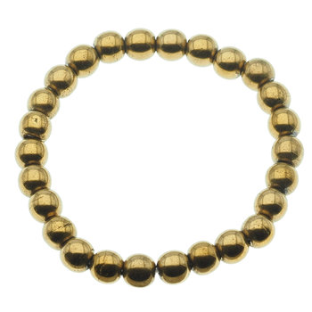 Skorulski Jewellery, Bransoletka na gumce, Hematyt złoty kulki 8 mm-17,5 cm - Skorulski Jewellery