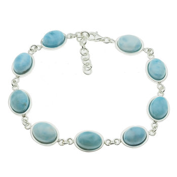 Skorulski Jewellery, Bransoletka regulowana, Larimar owalny w srebrze - Skorulski Jewellery