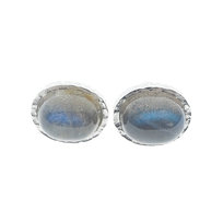 Skorulski Jewellery, Kolczyki sztyfty, owalny Labradoryt w srebrze młotkowanym