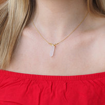 Skorulski Jewellery, Naszyjnik, Kwarc Różowy mały sopel w okuciu na łańcuszku