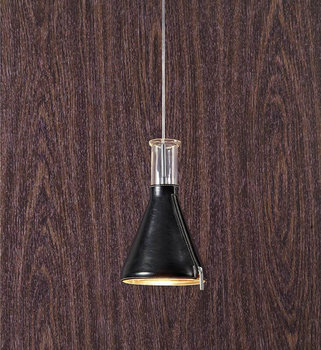 Skórzana lampa wisząca Zip abażurowa z zasuwakiem do sypialni czarna - Markslojd