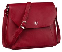 Skórzana torebka damska Rovicky miejska listonoszka crossbody z kieszeniami, bordowy