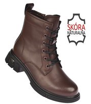 Skórzane botki damskie JK/B-3-106 brązowe, zapinane na zamek roz39 JANKOWSKI