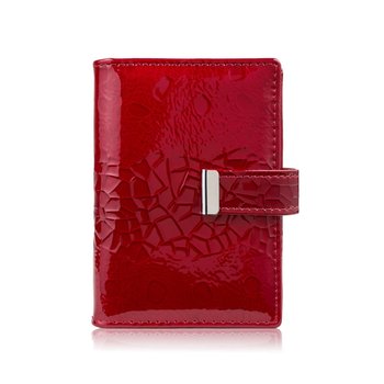 Skórzane czerwone etui na karty lakierowane SP-15-RD - Jennifer Jones