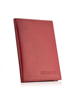 Skórzane etui na karty i dokumenty klasyczne, BETLEWSKI, czerwone, 12,5 x 9 cm - Betlewski