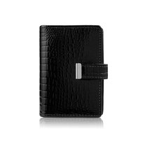 Skórzane etui na karty z tłoczeniem croco czarne SP-15-CBL